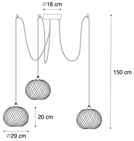 Oosterse buiten hanglamp bamboe 3-lichts IP44 - RafaelOosters E27 IP44 Buitenverlichting rond