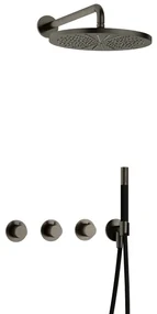 Hotbath Cobber IBS70 Regendoucheset inbouw - 38.5cm wandarm - 30cm ronde hoofddouche - staafhanddouche - verouderd ijzer IBS70AI5