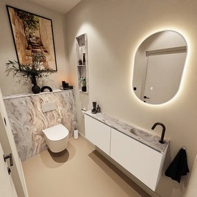 Mondiaz Ture DLux toiletmeubel 120cm talc met wastafel glace rechts met kraangat