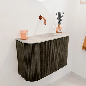 Mondiaz Joya DLux 65cm toiletmeubel ronding links/rechts shadow met wastafel faye midden zonder kraangat ostra