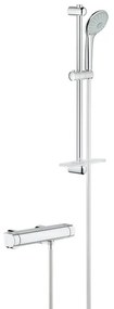 GROHE Grohtherm 2000 Doucheset - thermostatische douchekraan - met glijstangset - 60cm - ronde handdouche - 3 straalsoorten - gladde doucheslang - met zeepschaal - chroom 34195001