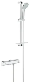 GROHE Grohtherm 2000 Doucheset - thermostatische douchekraan - met glijstangset - 60cm - ronde handdouche - 3 straalsoorten - gladde doucheslang - met zeepschaal - chroom 34195001