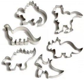 Uitsteekvormen voor Dinosauruskoekjes, RVS, set van 6 stuks