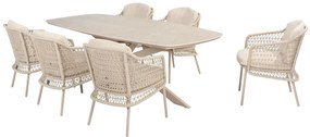 4 Seasons Outdoor Puccini tuinset latte met Prado tafel met keramisch blad 240 cm SALE beige weerbestendig