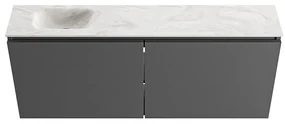 Mondiaz Ture DLux toiletmeubel 120cm dark grey met wastafel ostra links zonder kraangat
