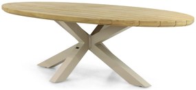 Dining Tuintafel ovaal 280 x 130 cm Aluminium/Teak Taupe Santika Diogo