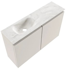 Mondiaz Ture DLux toiletmeubel 80cm linen met wastafel ostra links zonder kraangat