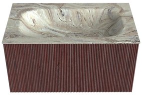 Mondiaz Kurve-dlux 80cm badmeubel ruby met 1 lade en wastafel big small midden zonder kraangat glace