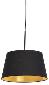 Hanglamp met katoenen kap zwart met goud 32 cm - Combi