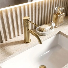 Wastafelkraan Rea Lungo Diamond Brush Gold Low