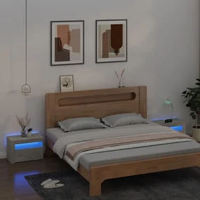 vidaXL Nachtkastjes 2 st met LED's 60x35x40 cm betongrijs