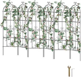 VEVOR Klimplantensteun, 51x180 cm, set van 6 roestvrije metalen trellis voor tuinbloemen, klimhulp, trellis voor rozen, komkommersteun, decoratieve clematis trellis voor binnenplaatsen en gazons