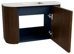 Mondiaz Joya DLux 65cm toiletmeubel ronding links/rechts walnut met wastafel faye midden zonder kraangat opalo