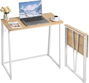 VEVOR klein opvouwbaar bureau, opvouwbaar bureau 80 x 48 cm (tafelblad), ruimtebesparend computerbureau met opberghaken, kantoorbureau met een draagvermogen van 68 kg, eikenhout voor compacte ruimtes, thuiskantoor