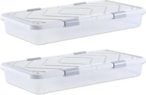 VEVOR Opbergbox voor onder het bed, 2 stuks, oprolbaar (101 x 51 x 15 cm), opbergbox voor onder het bed met deksel en grijze sluiting, opbergbox voor kleding, schoenen, dekens, slaapkamer