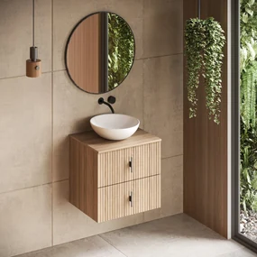 Muebles Mairi badmeubel ribbelfront 60cm naturel eiken zonder waskom