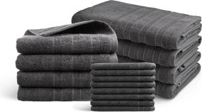 Handdoeken 16 delig set - Doublelife Recycled Cotton Collectie - anthracite