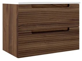 Adema Prime Balance Wastafelonderkast - 80x55x44.9cm - 2 lades - Geintegreerde greep - MDF - Noten 88173