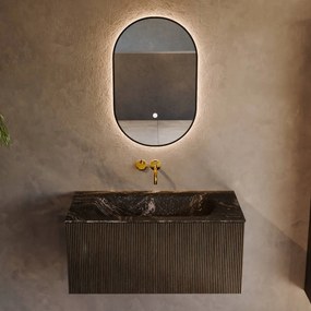 Mondiaz Kurve-dlux 90cm badmeubel shadow met 1 lade en wastafel big small midden zonder kraangat lava