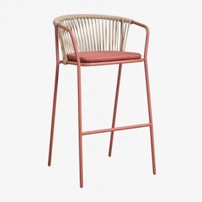 Set Van 4 Hoge Krukken Van Staal En Gevlochten Touw Oklahoma Rood – Klei & ↑75 Cm - Sklum