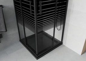 Mexen Rio vierkante douchecabine 80 x 80 cm, zwarte strepen, zwart + Flat douchebak, zwart - 860-080-080-70-20-4070B