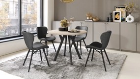 ALDO 100 Beige/Zwarte poten - RONDE LOFT/INDUSTRIËLE TAFEL VOOR WOONKAMER/EETKAMER, UITSCHUIFBAAR
