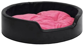 vidaXL Hondenmand 79x70x19 cm pluche en kunstleer zwart en roze