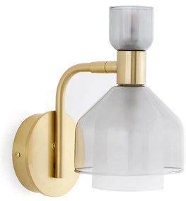Wandlamp van messing en rookglas, Amoris