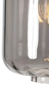 Eettafel / Eetkamer Design hanglamp zwart met smoke glas 3-lichts 226 cm - Qara Design E27 Binnenverlichting Lamp
