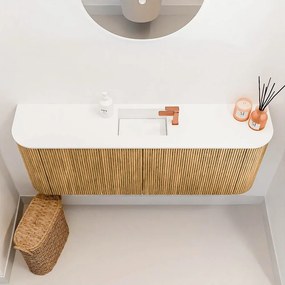 Mondiaz Joya 115cm toiletmeubel ronding links/rechts oak met wastafel faye midden 1 kraangat talc