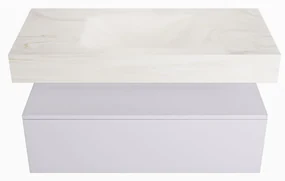 Mondiaz Alan DLux badmeubel 100cm cale 1 lade met wastafel ostra midden 1 kraangat