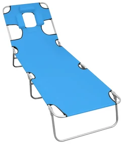 vidaXL Ligbed inklapbaar met hoofdkussen staal turquoiseblauw