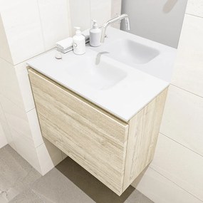 Mondiaz Olan 60cm toiletmeubel light brown grey met wastafel talc midden geen kraangat