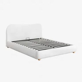 Winselet Gestoffeerd Bed Met Opbergruimte Chenille Ivoorwit & 160 X 200 Cm - Sklum