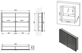 Sapho Integra inbouw spiegelkast met LED verlichting 105x70cm