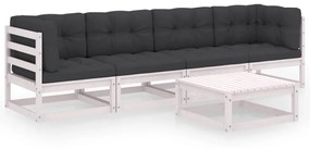 vidaXL 5-delige Loungeset met kussens massief grenenhout