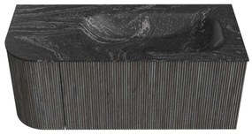 Mondiaz Kurve-dlux 105cm badmeubel ronding links shadow met 1 lade en deur en wastafel big small rechts zonder kraangat lava