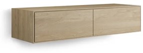 Looox Wood collection Wood wastafelonderbouwkast m. 2 laden 140x30x46cm eiken - old grey WF1400-2