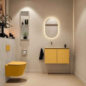 Mondiaz Ture DLux toiletmeubel 80cm ocher met wastafel opalo links zonder kraangat