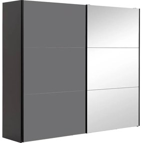 Goossens Kledingkast Easy Storage Sdk, 250 cm breed, 220 cm hoog, 1x 3 paneel glas schuifdeur li en 1x 3 paneel spiegel schuifdeur re