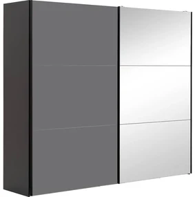 Goossens Kledingkast Easy Storage Sdk, 203 cm breed, 220 cm hoog, 1x 3 paneel glas schuifdeur li en 1x 3 paneel spiegel schuifdeur re