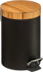 5Five Natureo Pedaalemmer - Zwart met Bamboe - 3 Liter - Metaal