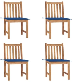 vidaXL Tuinstoelen 4 st met kussens massief teakhout