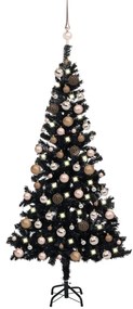 vidaXL Kunstkerstboom met LED's en kerstballen 150 cm PVC zwart
