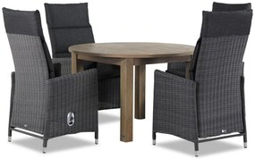 Tuinset Ronde Tuintafel 4 personen 120 cm Wicker Zwart Garden Collections Madera/Brighton