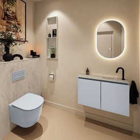 Mondiaz Ture DLux toiletmeubel 80cm clay met wastafel opalo rechts met kraangat