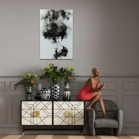 Kare Design Smokey Hair Groot Schilderij Zwart-wit