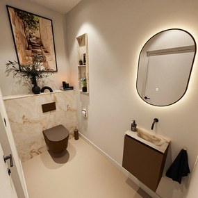 Mondiaz Ture DLux toiletmeubel 40cm rust met wastafel frappe rechts zonder kraangat