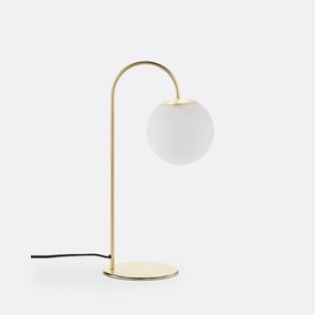 Tafellamp in messing en opaline glas, Moricio