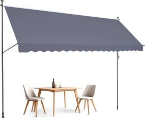 VEVOR Klemzonnescherm 450 x 120 cm, Balkonzonnescherm met handslinger, Zonnescherm, Terrasoverkapping, In hoogte verstelbaar van 218 tot 309 cm, Zonnescherm voor terras/balkon/tuin, Grijs